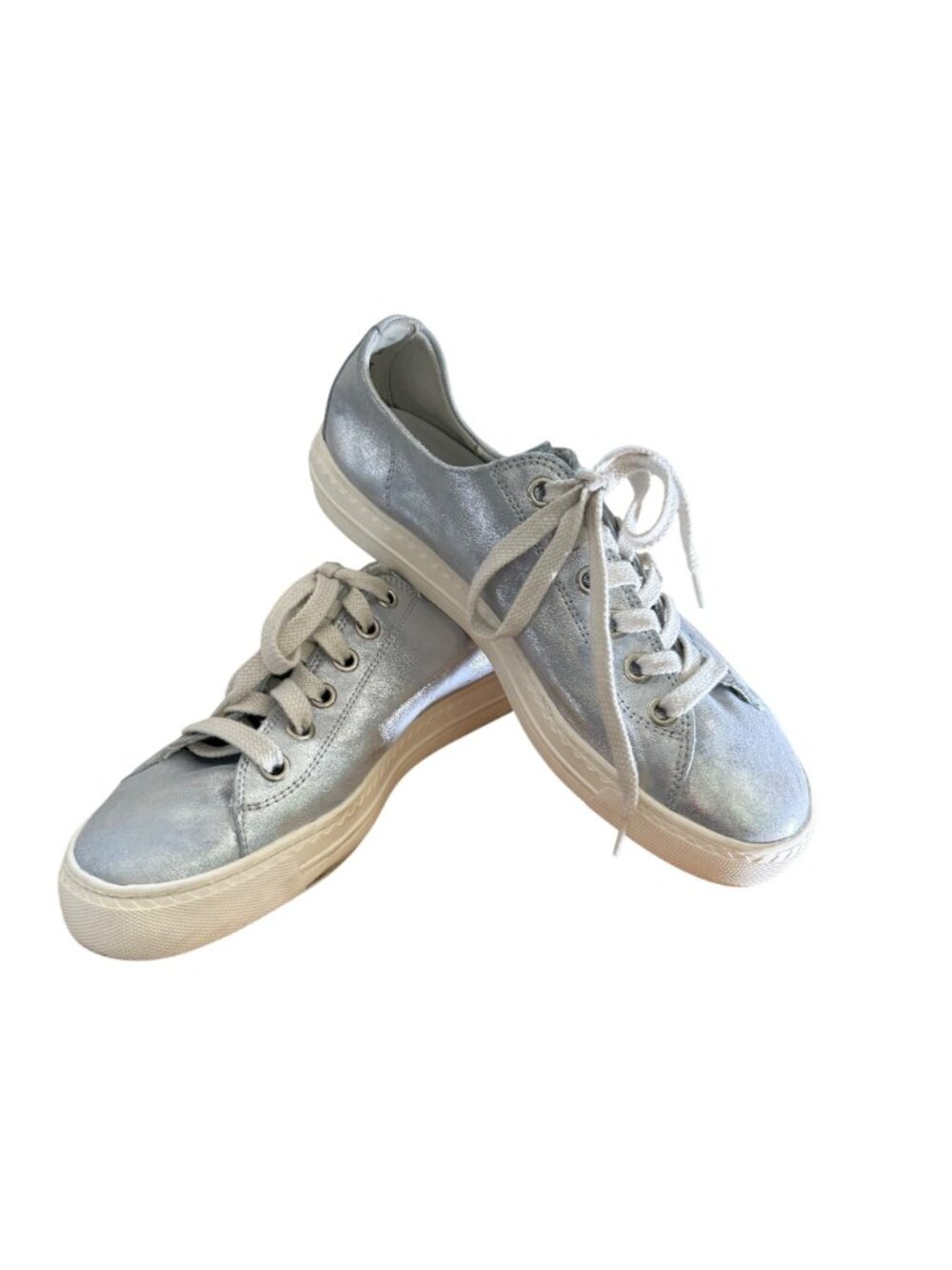 Paul Green Size 7 Womens Tamara Mineral Antic Bluish Gray Metallic Sneaker - Picture 2 of 16